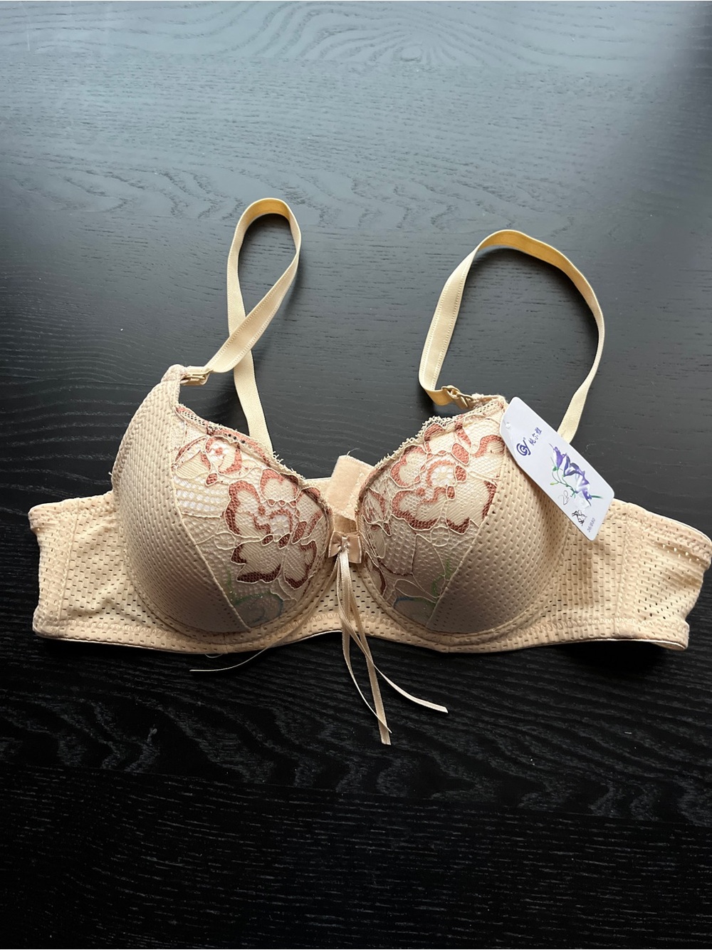 Chic Chunya Beige Lace Mesh Underwire Bra 36/B80